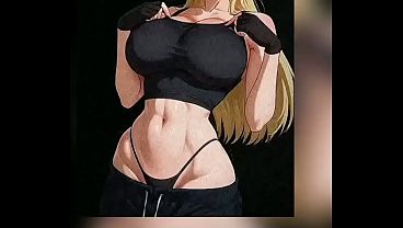 Blonde Catgirl in Black Lingerie – Huge Tits & Tail NSFW Hentai Illustration